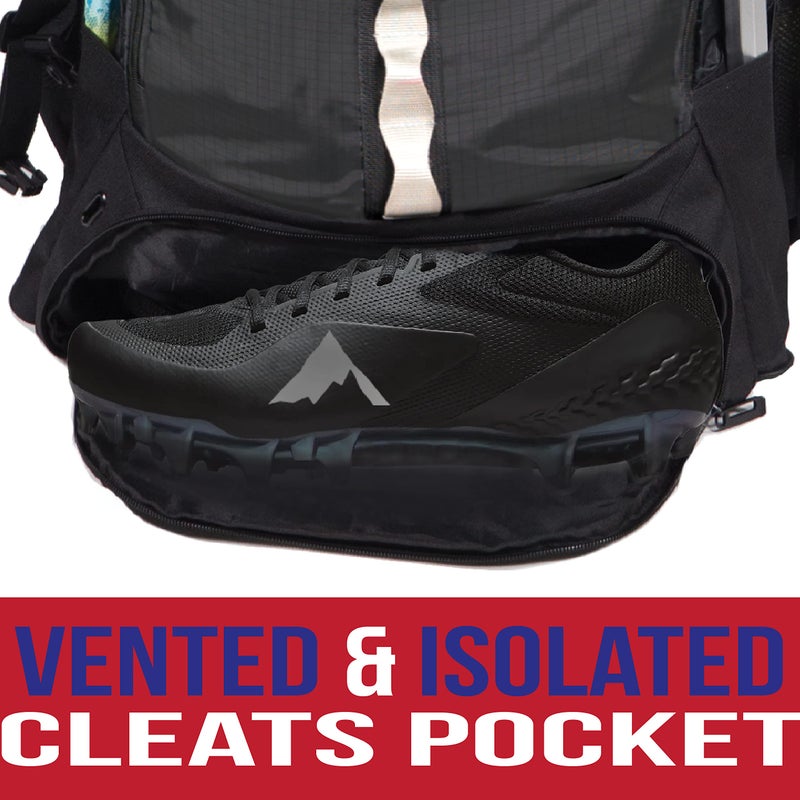 Athletico Lacrosse Bag - Extra Large Backpack - Field Hockey Equipment - Two Stick Holders and Separate Cleats Compartment (Black) - Image 4
